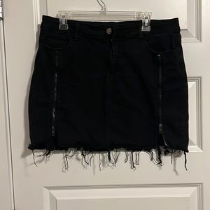 Black Distressed Mini Skirt